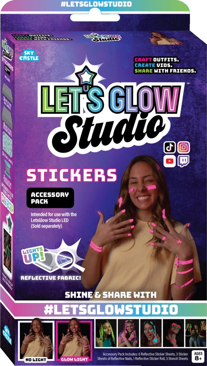 Lets Glow Studio - Stickers Accessoire Set - DIY Influencer Video Creator Kit - Voor Tiktok, Instagram en YouTube Video creatie